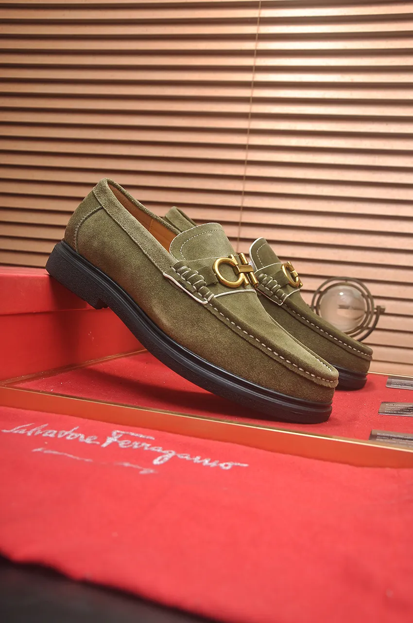 Men's shoes 💰440💶[Ferragamo/Ferragamo] The latest model in the counter. Original imported high-quality cowhide with open sides + imported 🐂 water-dyed cowhide lining + original luxury metal buckle + original combined outsole. No pressure for comparison. 38--45 (45 is custom-made and cannot be returned or exchanged)